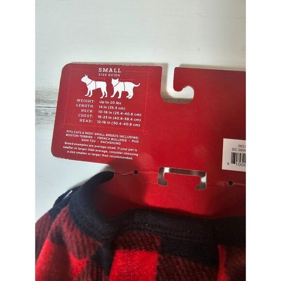 Red and Black Buffalo check dog cat sleeper costume Pet clothes size Small - Picture 3 of 3
